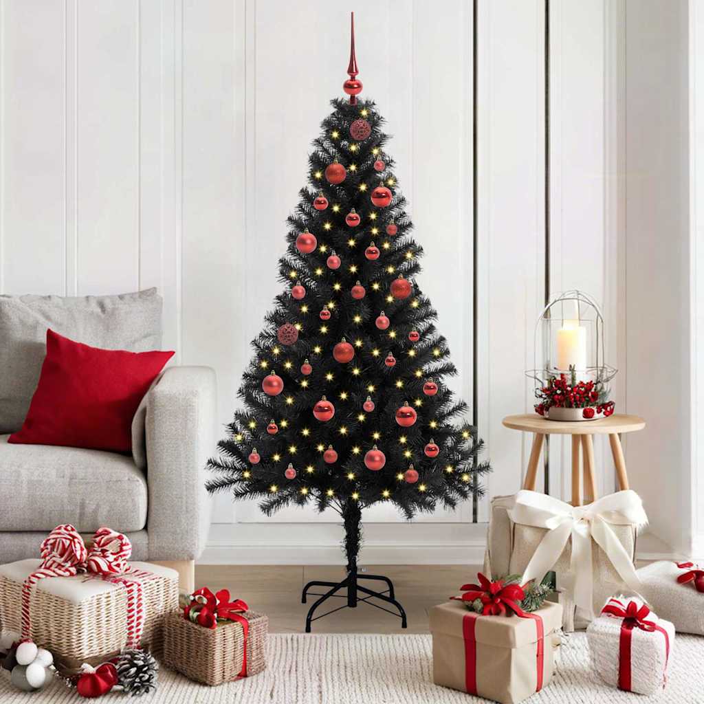 Vidaxx Sapin de Noël avec 150 LED avec PVC noir standard 150 cm