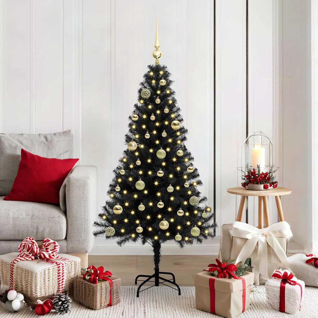 Vidaxx Sapin de Noël avec 150 LED avec PVC noir standard 150 cm