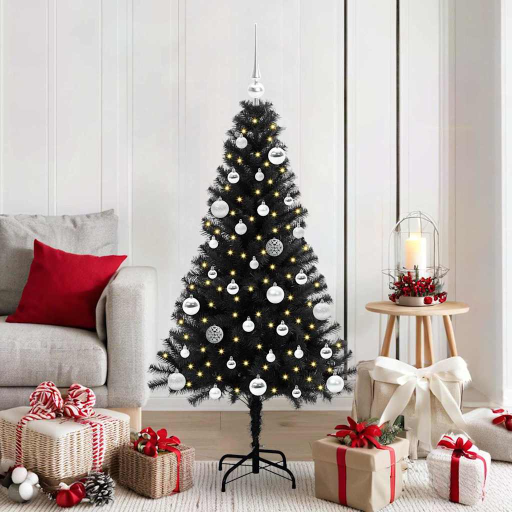 Vidaxx Sapin de Noël avec 150 LED avec PVC noir standard 150 cm