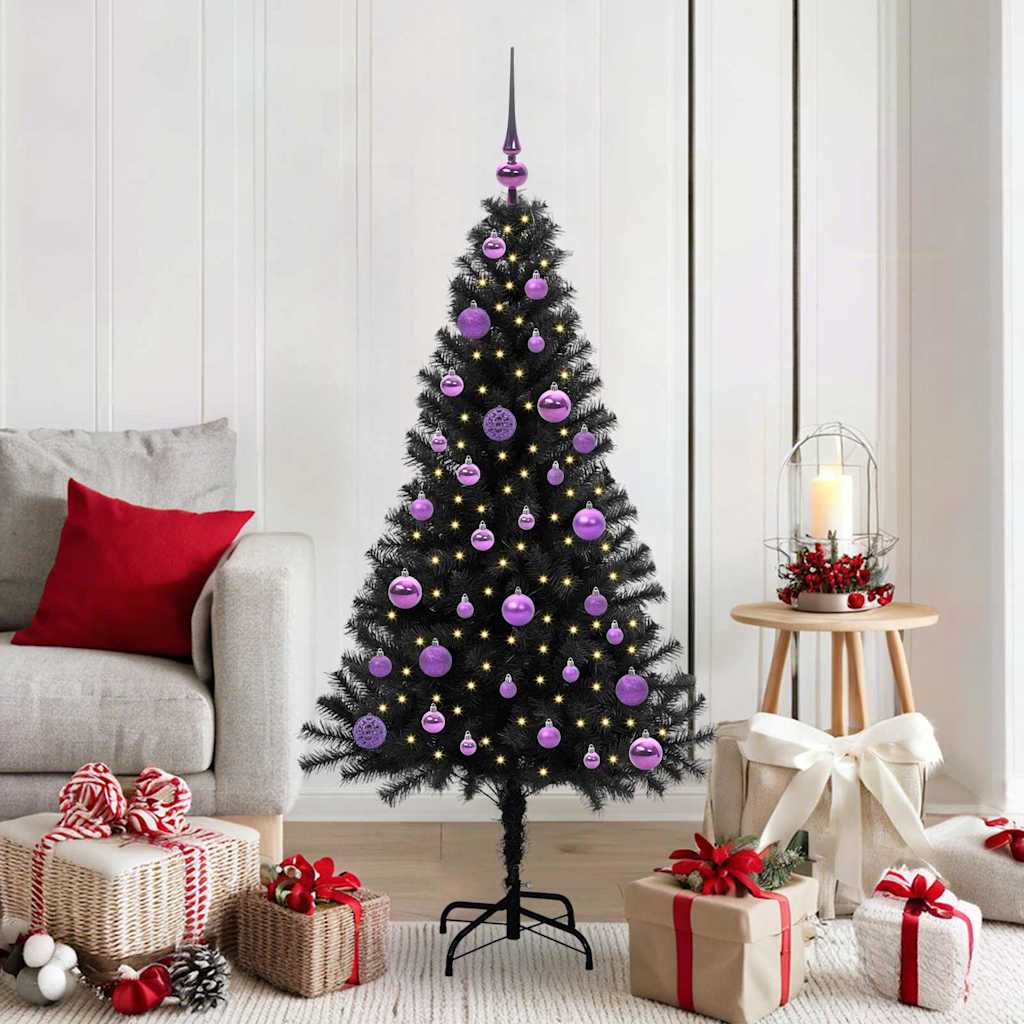 Vidaxx Sapin de Noël avec 150 LED avec PVC noir standard 150 cm