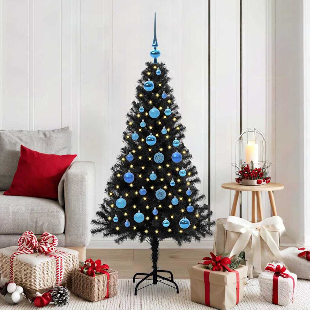 Vidaxx Sapin de Noël avec 150 LED avec PVC noir standard 150 cm