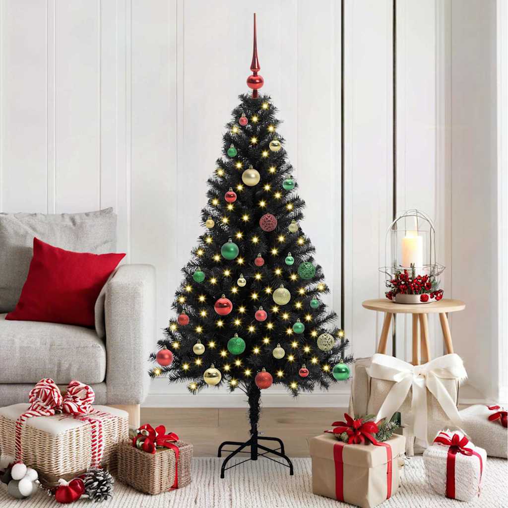 Vidaxx Sapin de Noël avec 150 LED avec PVC noir standard 150 cm