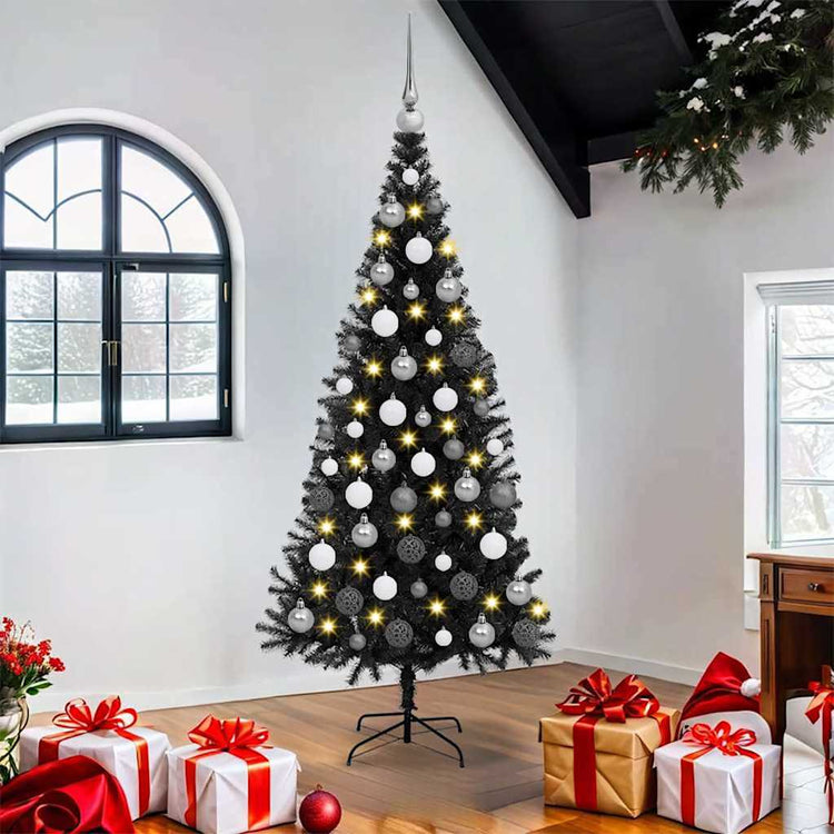 VidaXL Sapin de Noël avec 300 LED avec PVC noir standard 180 cm