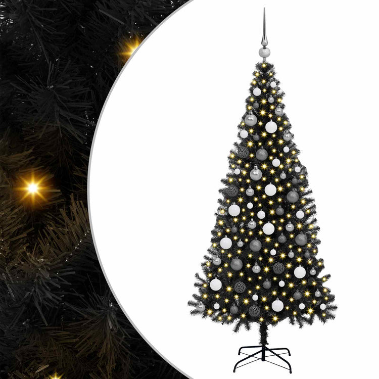 VidaXL Sapin de Noël avec 300 LED avec PVC noir standard 180 cm