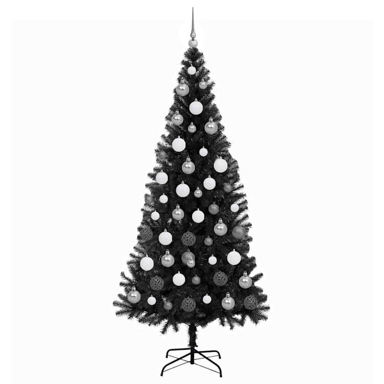VidaXL Sapin de Noël avec 300 LED avec PVC noir standard 180 cm