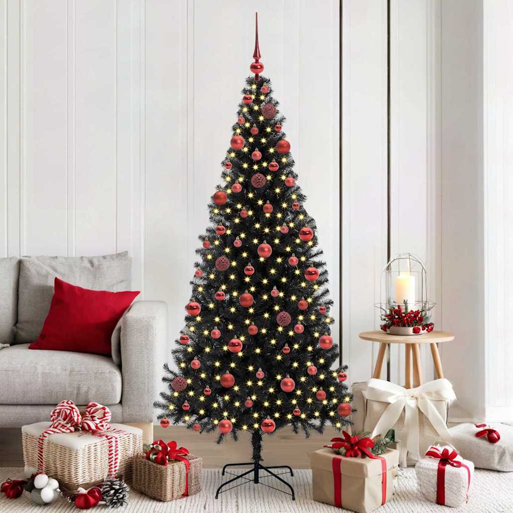 VidaXL Sapin de Noël avec 300 LED avec PVC noir standard 180 cm