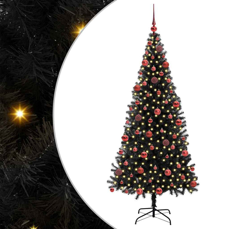 VidaXL Sapin de Noël avec 300 LED avec PVC noir standard 180 cm