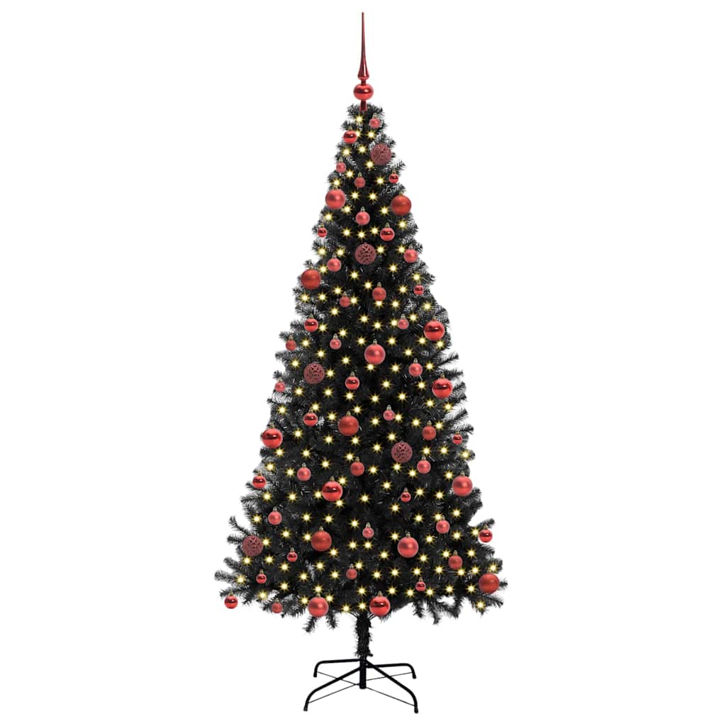 VidaXL Sapin de Noël avec 300 LED avec PVC noir standard 180 cm