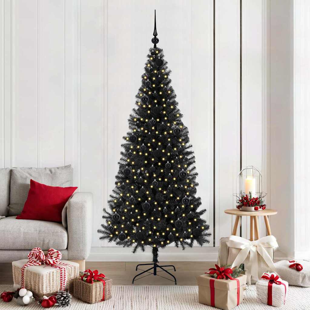 VidaXL Sapin de Noël avec 300 LED avec PVC noir standard 180 cm