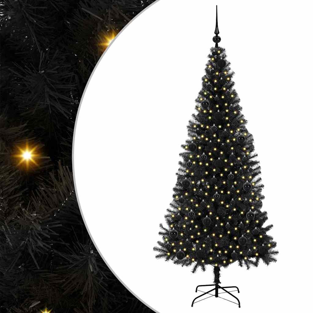 VidaXL Sapin de Noël avec 300 LED avec PVC noir standard 180 cm