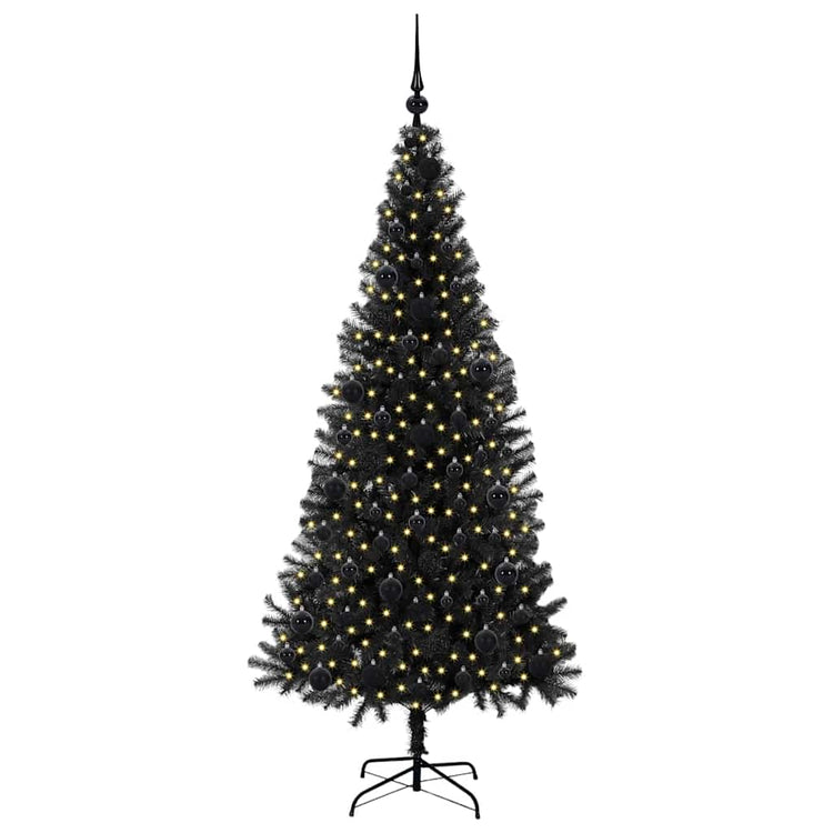 VidaXL Sapin de Noël avec 300 LED avec PVC noir standard 180 cm