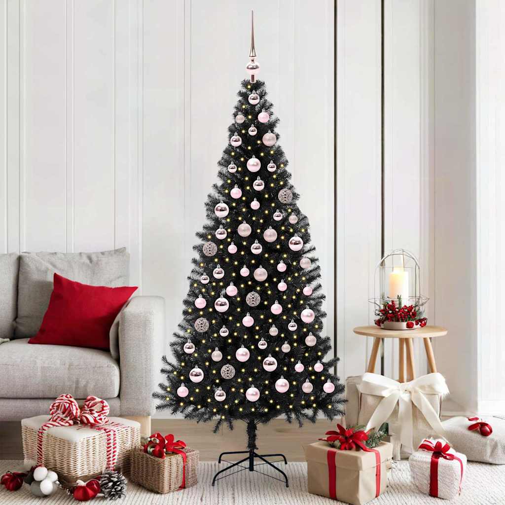 VidaXL Sapin de Noël avec 300 LED avec PVC noir standard 180 cm