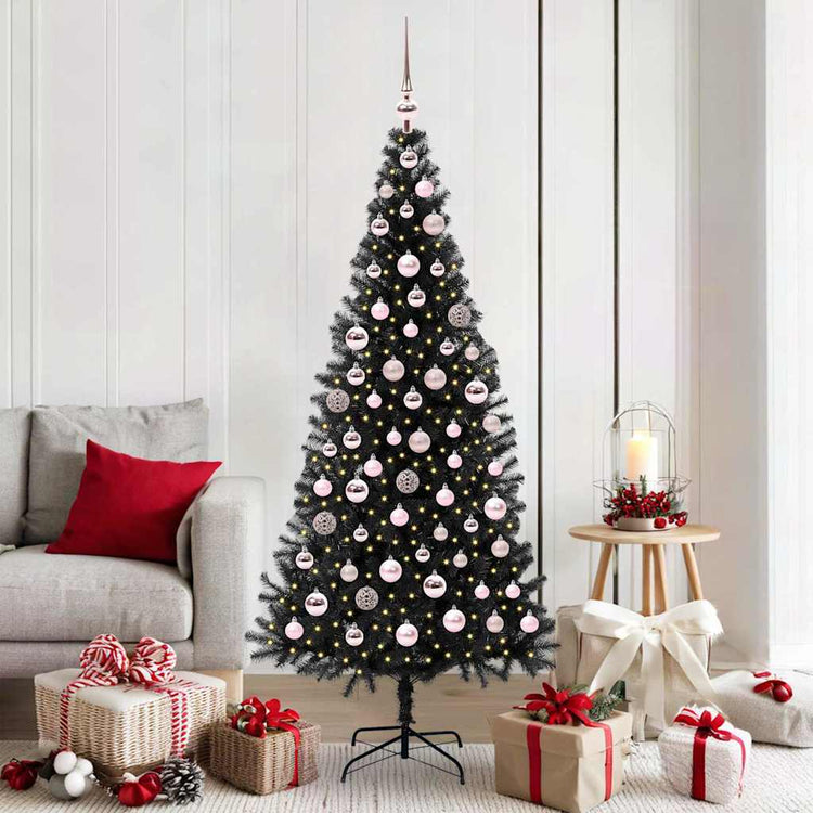VidaXL Sapin de Noël avec 300 LED avec PVC noir standard 180 cm