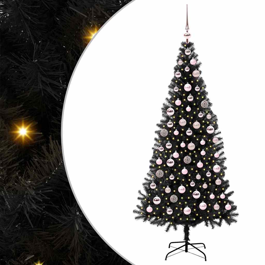 VidaXL Sapin de Noël avec 300 LED avec PVC noir standard 180 cm