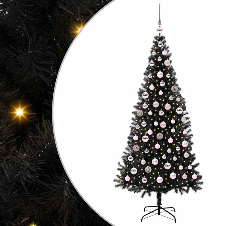 VidaXL Sapin de Noël avec 300 LED avec PVC noir standard 180 cm