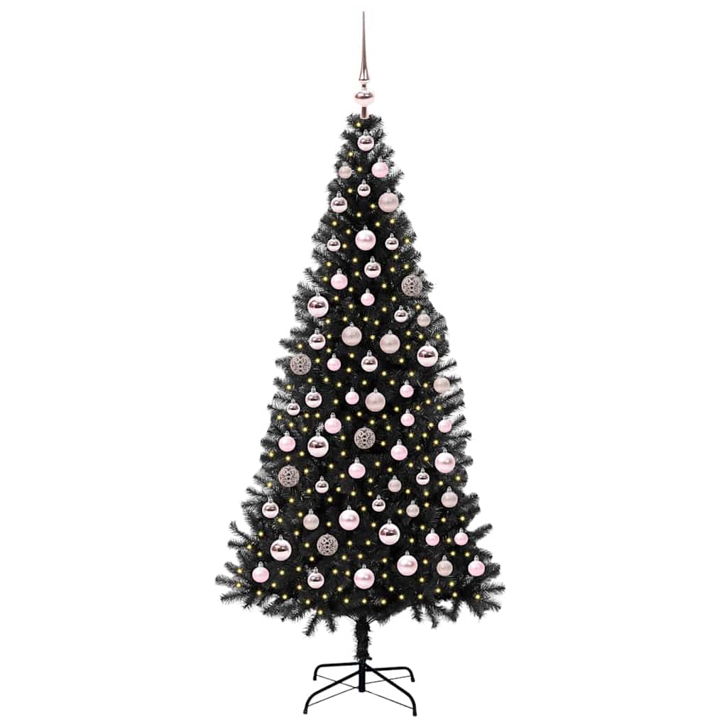 VidaXL Sapin de Noël avec 300 LED avec PVC noir standard 180 cm