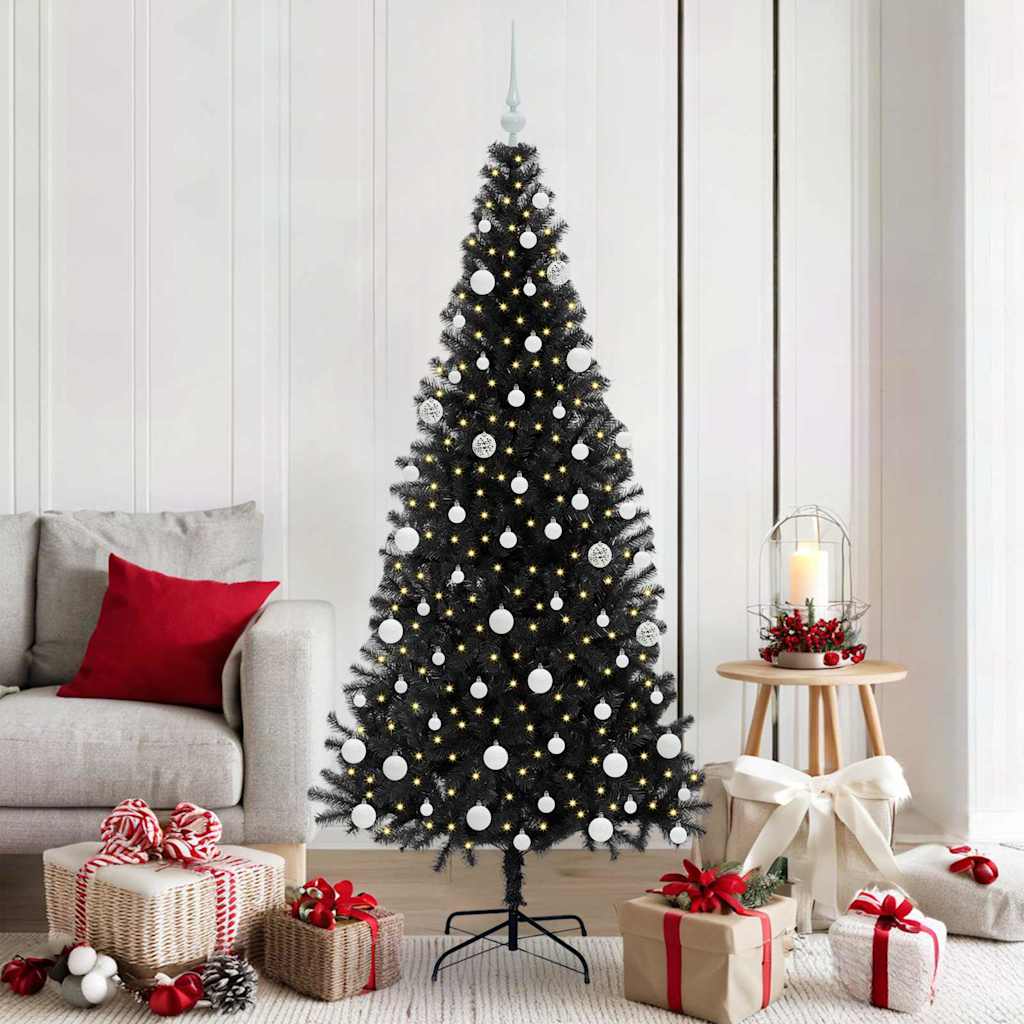 VidaXL Sapin de Noël avec 300 LED avec PVC noir standard 180 cm
