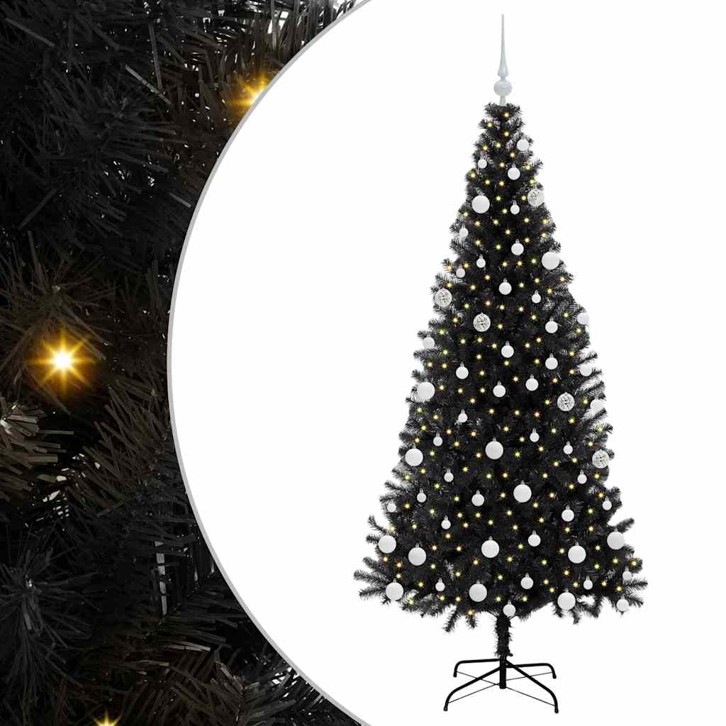 VidaXL Sapin de Noël avec 300 LED avec PVC noir standard 180 cm