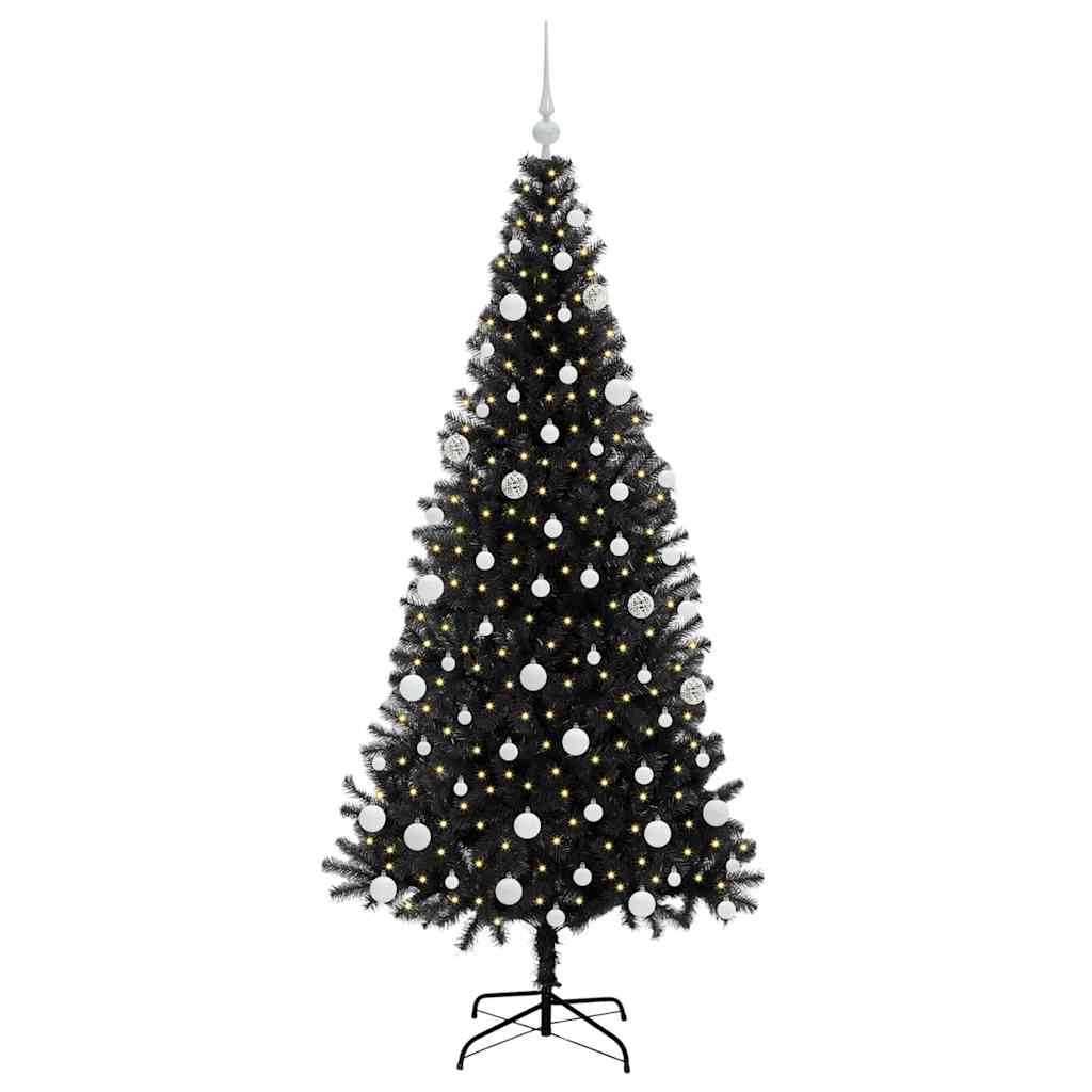VidaXL Sapin de Noël avec 300 LED avec PVC noir standard 180 cm
