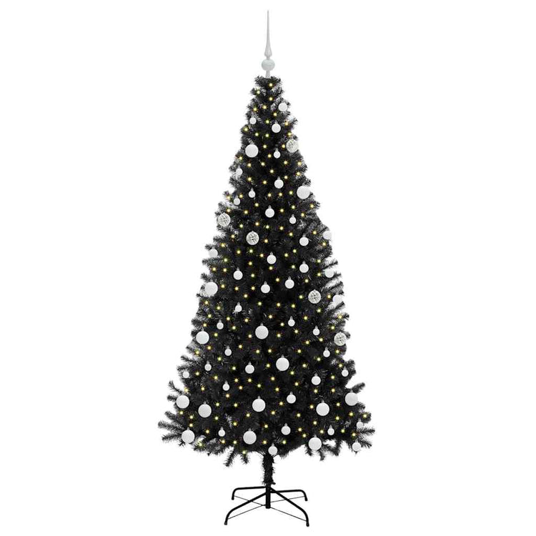 VidaXL Sapin de Noël avec 300 LED avec PVC noir standard 180 cm