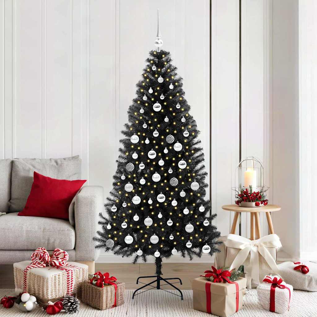 VidaXL Sapin de Noël avec 300 LED avec PVC noir standard 180 cm