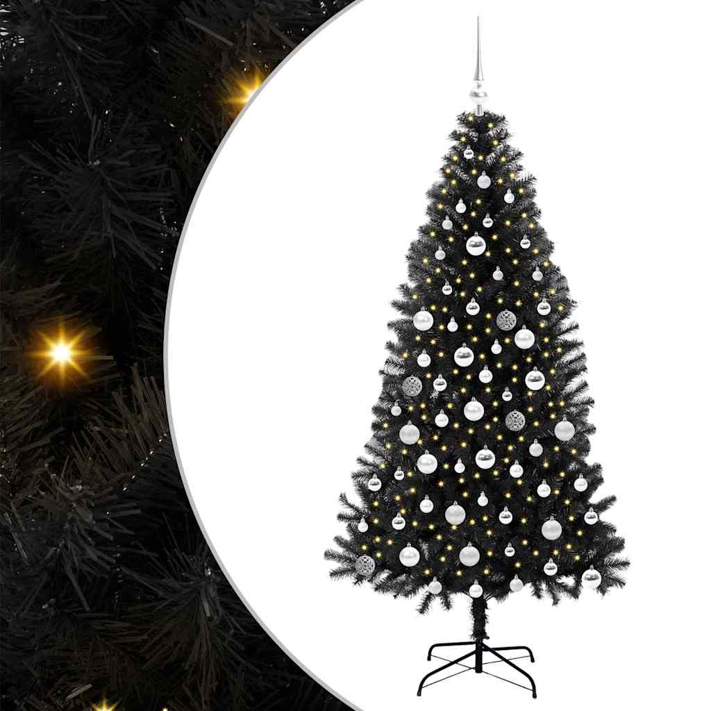 VidaXL Sapin de Noël avec 300 LED avec PVC noir standard 180 cm