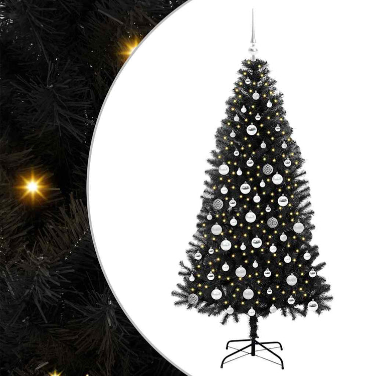 VidaXL Sapin de Noël avec 300 LED avec PVC noir standard 180 cm