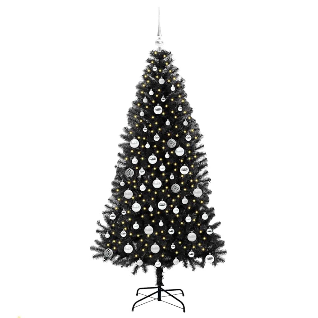 VidaXL Sapin de Noël avec 300 LED avec PVC noir standard 180 cm