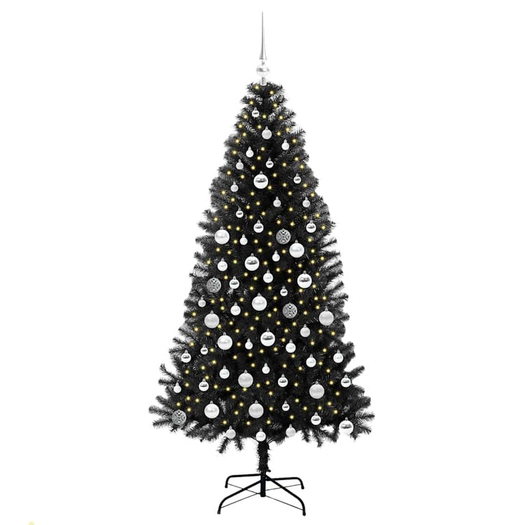 VidaXL Sapin de Noël avec 300 LED avec PVC noir standard 180 cm