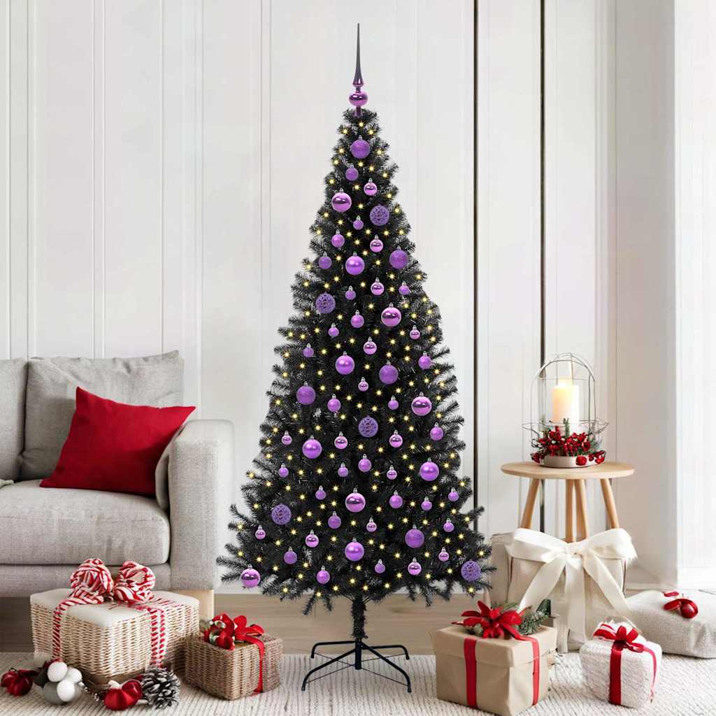 VidaXL Sapin de Noël avec 300 LED avec PVC noir standard 180 cm