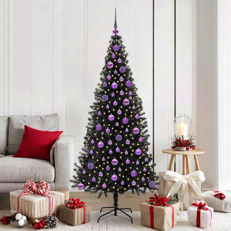 VidaXL Sapin de Noël avec 300 LED avec PVC noir standard 180 cm