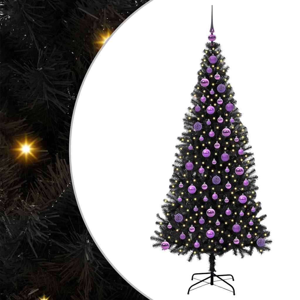 VidaXL Sapin de Noël avec 300 LED avec PVC noir standard 180 cm