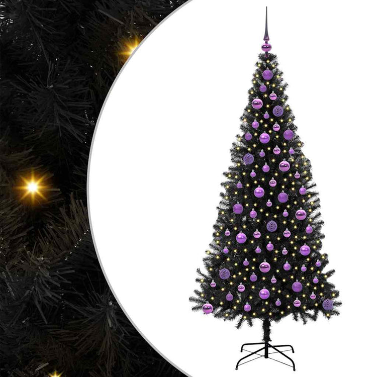VidaXL Sapin de Noël avec 300 LED avec PVC noir standard 180 cm