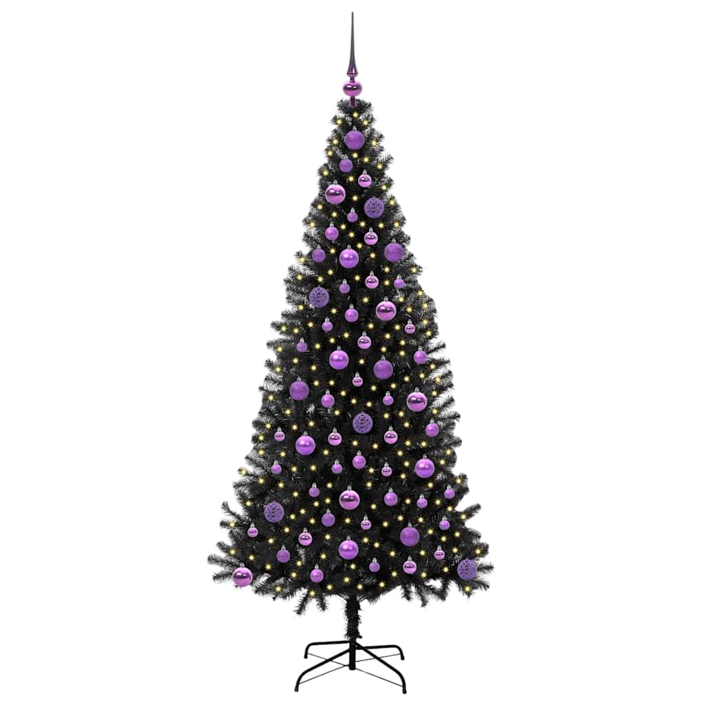 VidaXL Sapin de Noël avec 300 LED avec PVC noir standard 180 cm