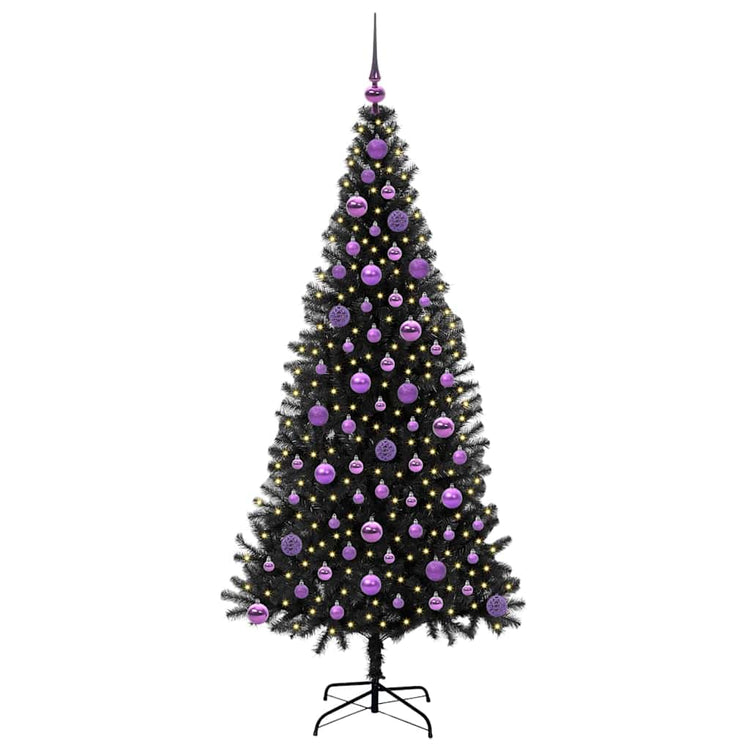 VidaXL Sapin de Noël avec 300 LED avec PVC noir standard 180 cm