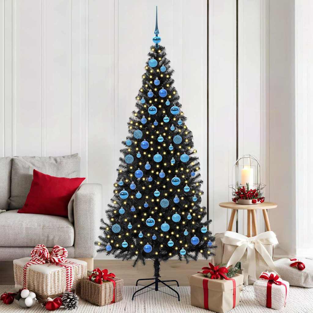 VidaXL Sapin de Noël avec 300 LED avec PVC noir standard 180 cm