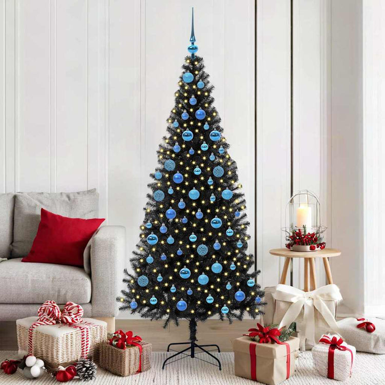 VidaXL Sapin de Noël avec 300 LED avec PVC noir standard 180 cm