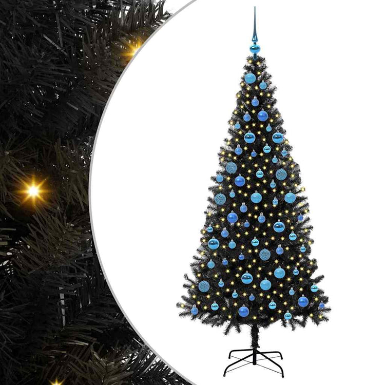 VidaXL Sapin de Noël avec 300 LED avec PVC noir standard 180 cm