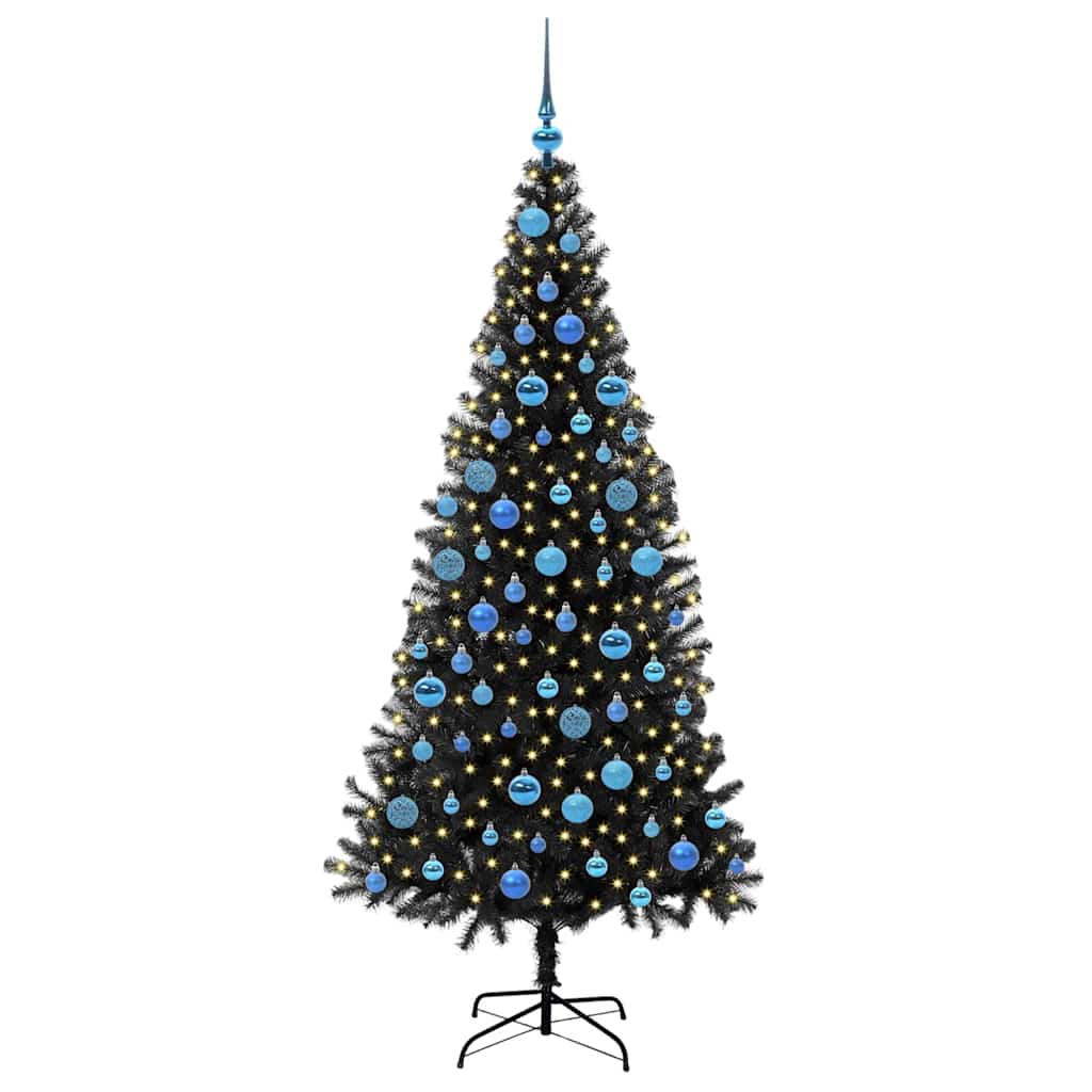 VidaXL Sapin de Noël avec 300 LED avec PVC noir standard 180 cm