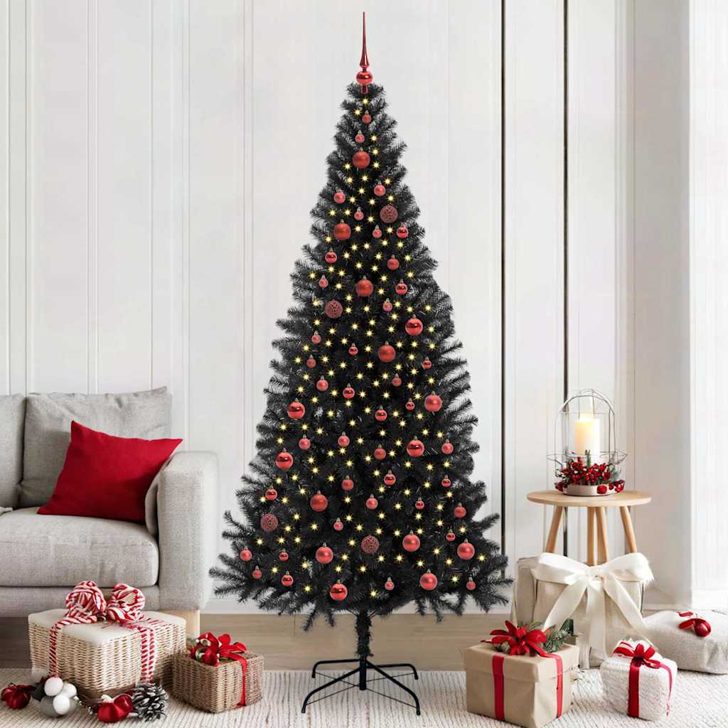 VidaXL Sapin de Noël avec 300 LED avec PVC noir standard 210 cm