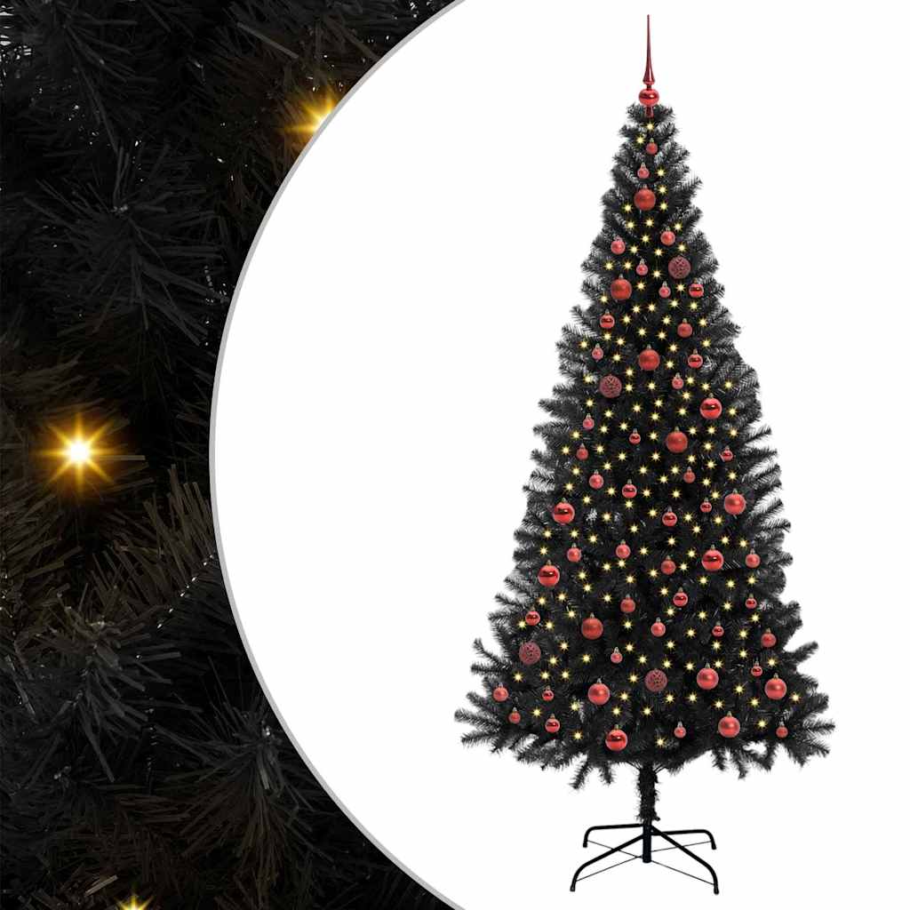 VidaXL Sapin de Noël avec 300 LED avec PVC noir standard 210 cm