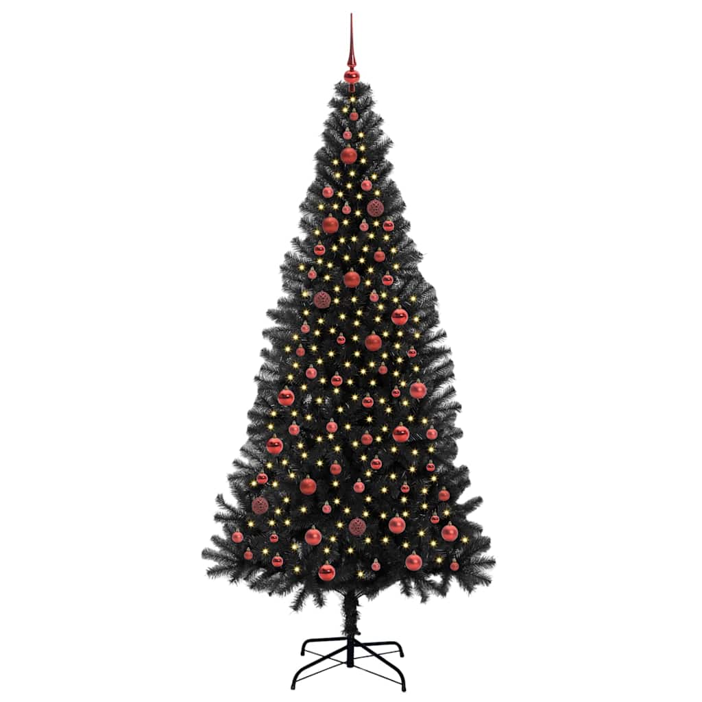 VidaXL Sapin de Noël avec 300 LED avec PVC noir standard 210 cm