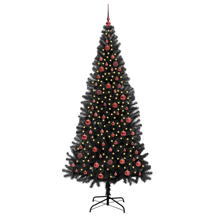 VidaXL Sapin de Noël avec 300 LED avec PVC noir standard 210 cm