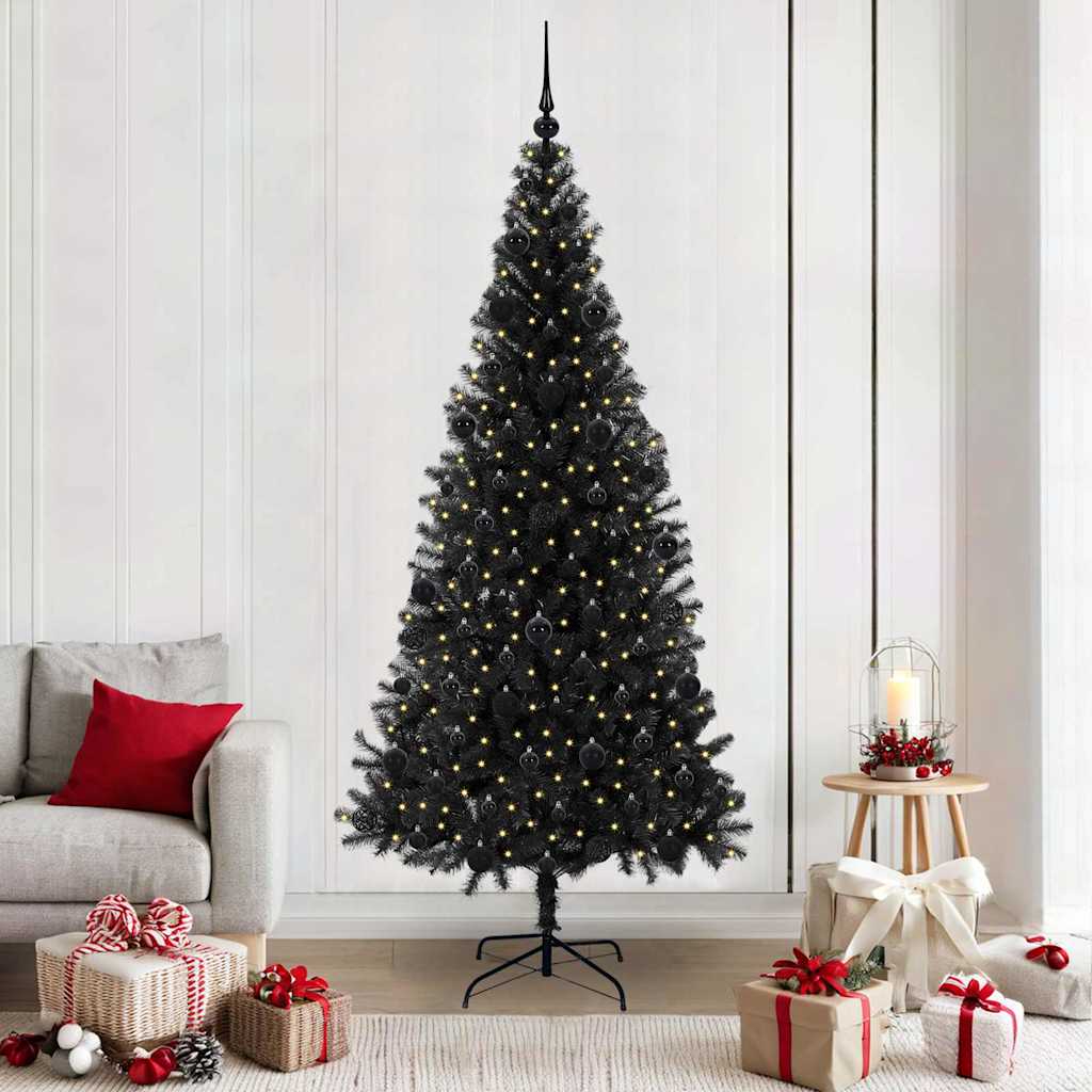 VidaXL Sapin de Noël avec 300 LED avec PVC noir standard 210 cm