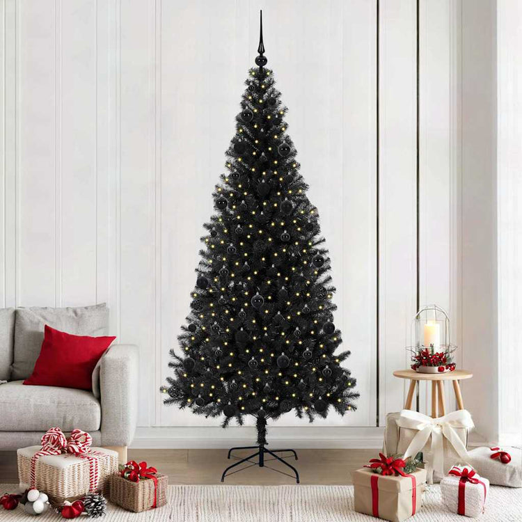 VidaXL Sapin de Noël avec 300 LED avec PVC noir standard 210 cm