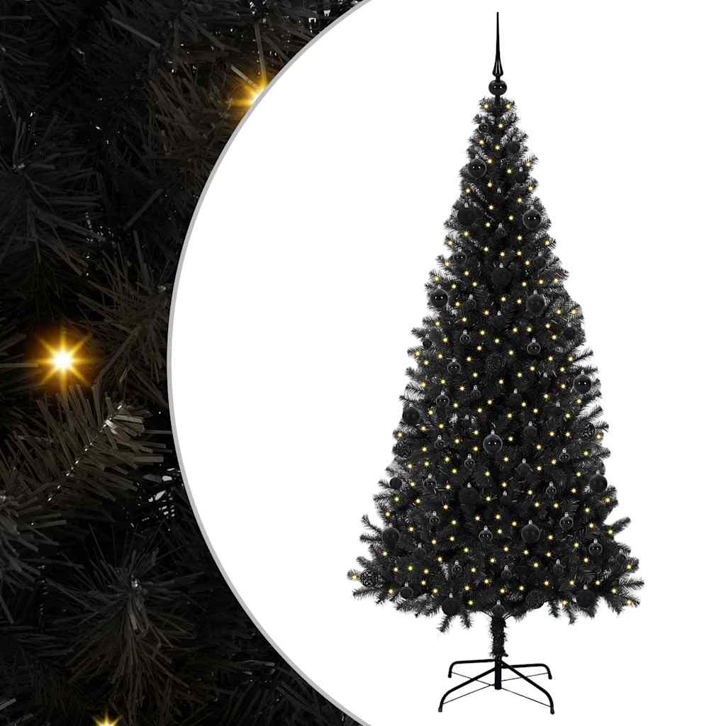 VidaXL Sapin de Noël avec 300 LED avec PVC noir standard 210 cm