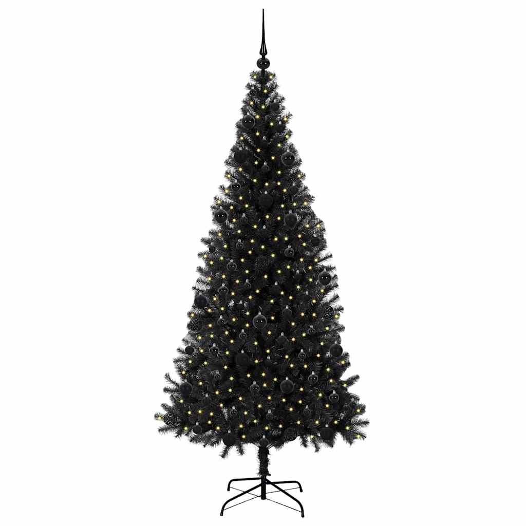 VidaXL Sapin de Noël avec 300 LED avec PVC noir standard 210 cm
