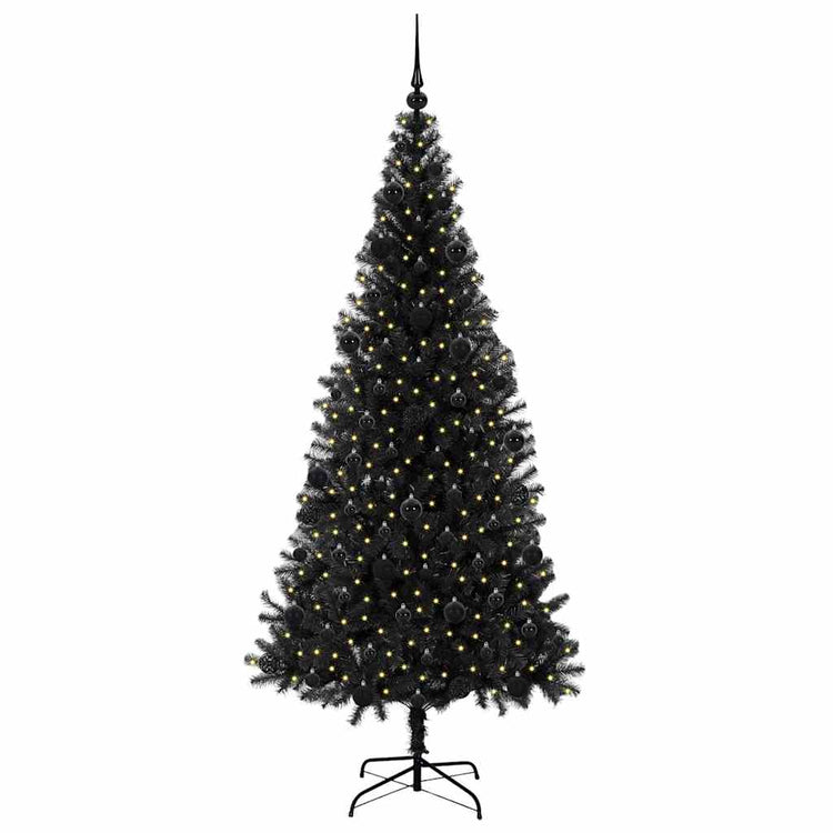 VidaXL Sapin de Noël avec 300 LED avec PVC noir standard 210 cm