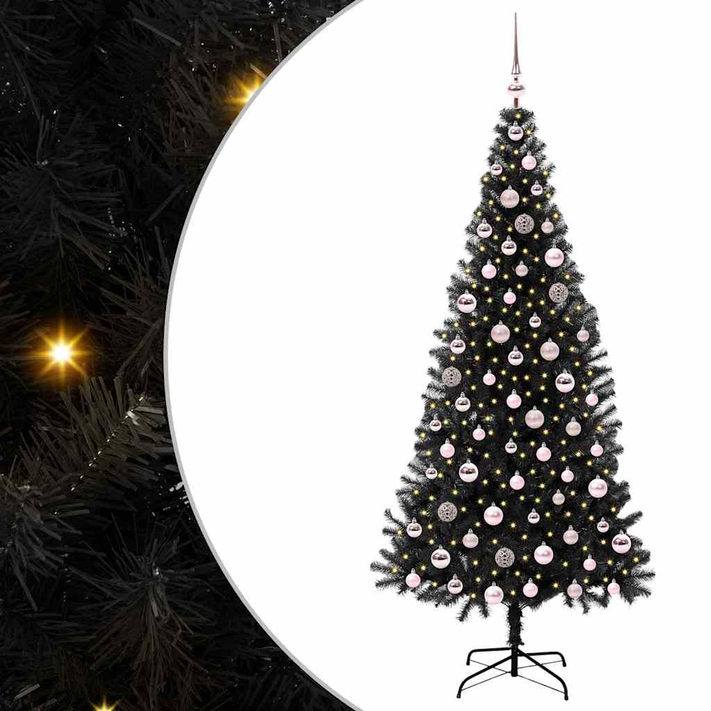 VidaXL Sapin de Noël avec 300 LED avec PVC noir standard 210 cm