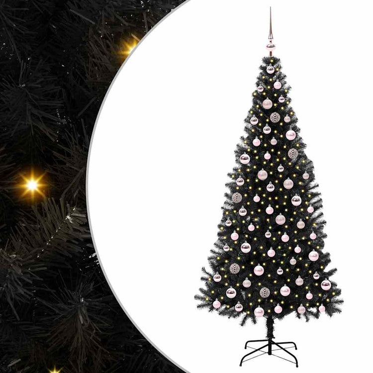 VidaXL Sapin de Noël avec 300 LED avec PVC noir standard 210 cm